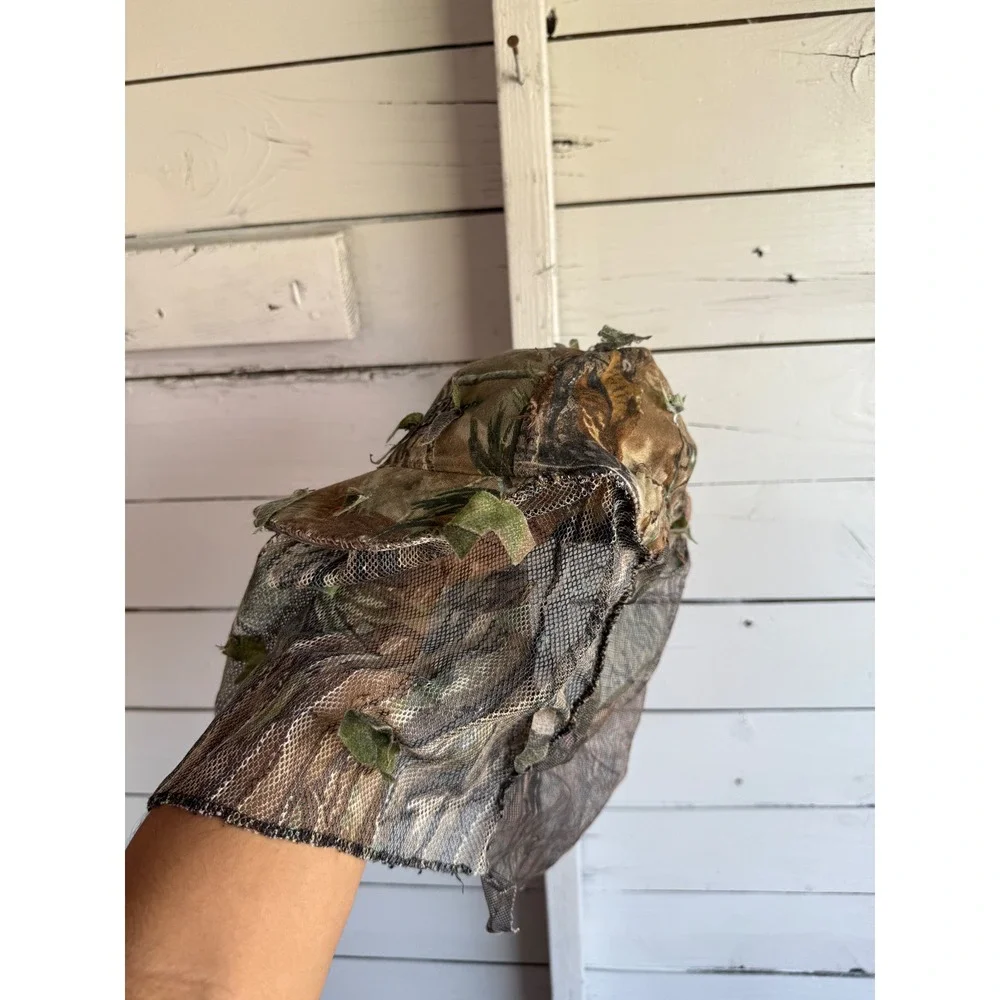 Gander Mountain Ghillie Camo Hat with Mesh Face Veil 3D Leafy Hunting Cap